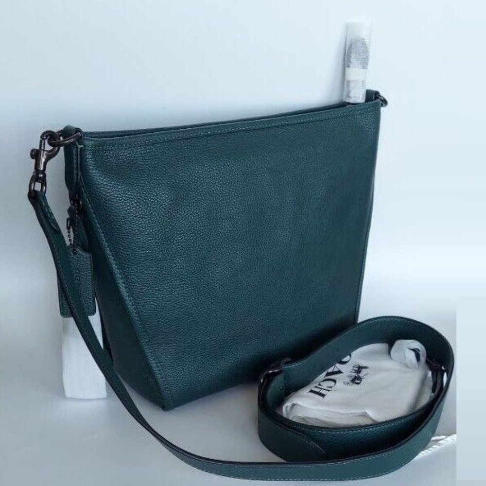 NWT Coach C8482 Small Dufflette Crossbody Pebble Leather Bag Forest Green